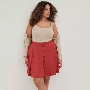NEVER WORN | Mini Super Soft Button-Up Skirt - Rust